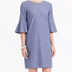 J.Crew Navy Striped Dress with Bell Sleeves